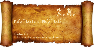 Köteles Máté névjegykártya